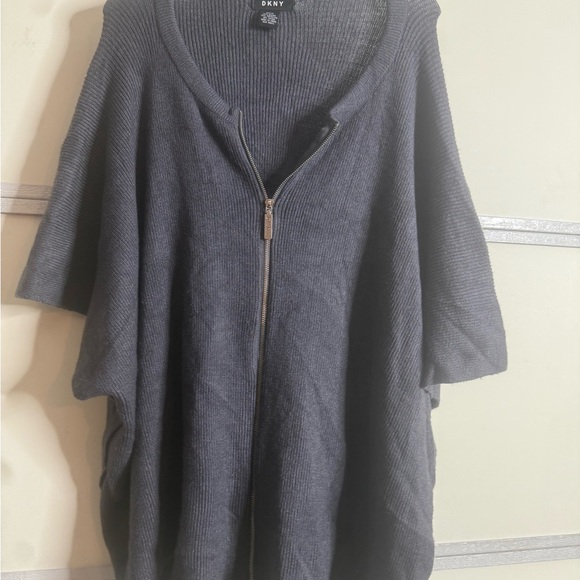DKNY Charcoal Poncho with Zipper - Picture 8 of 12